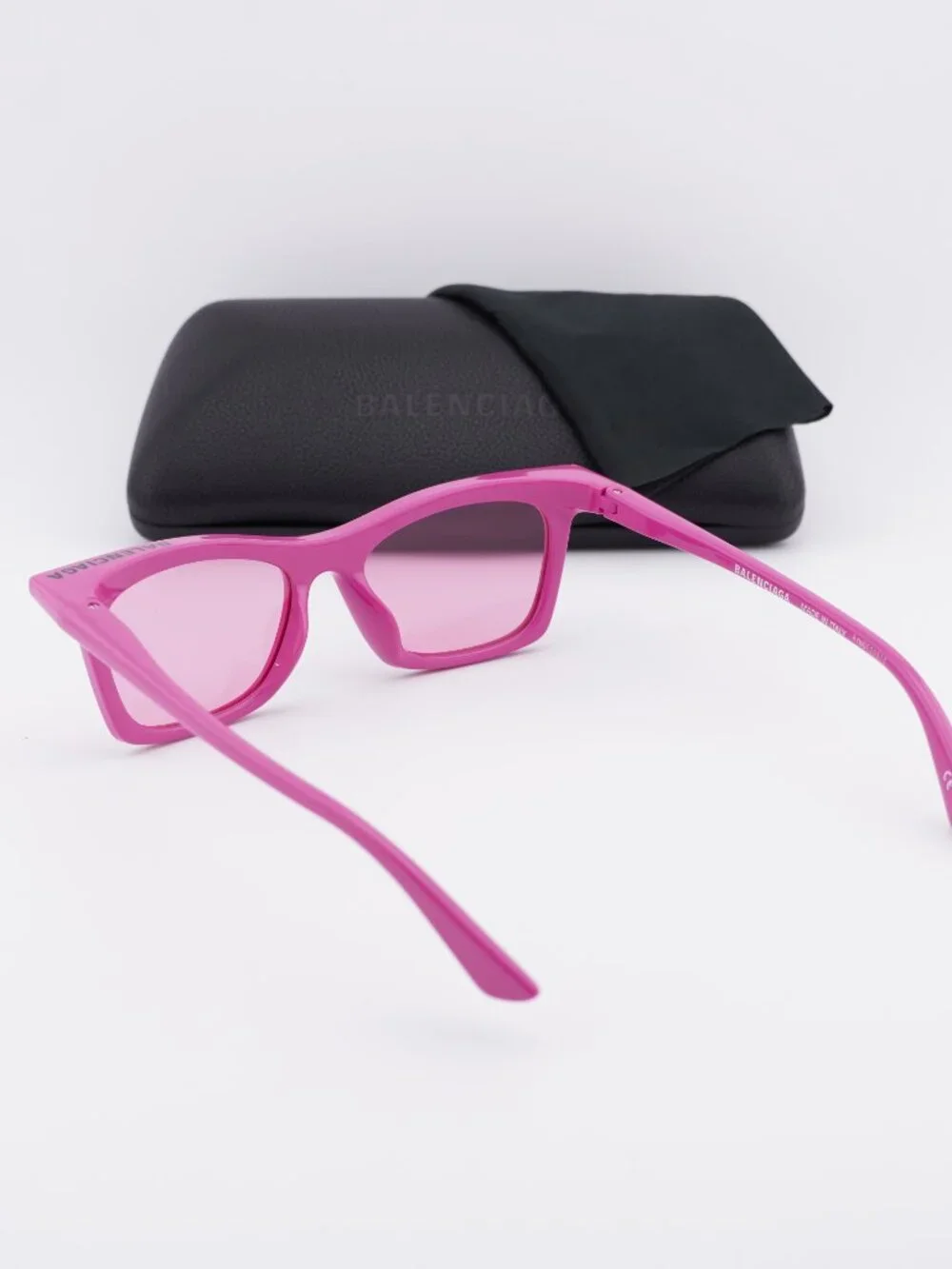 Balenciaga BB0099S 003 Rectangle Sunglasses - Violet / Pink